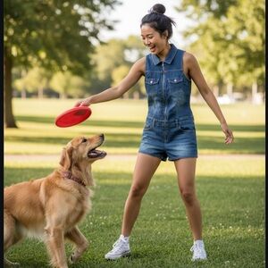 V.I.P. Jeans shorts romper in Blue Denim zip front pockets front and back